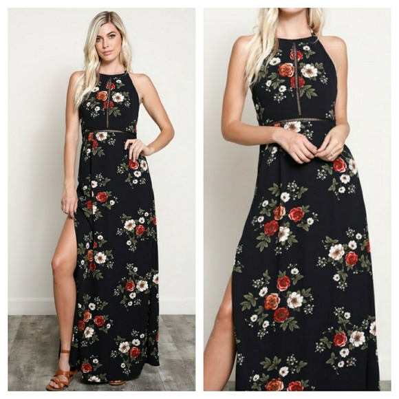 Blancheaux Dresses & Skirts - 1 left! dark navy floral maxi dress
